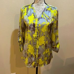 Grey and yellow satin blouse - The Limited